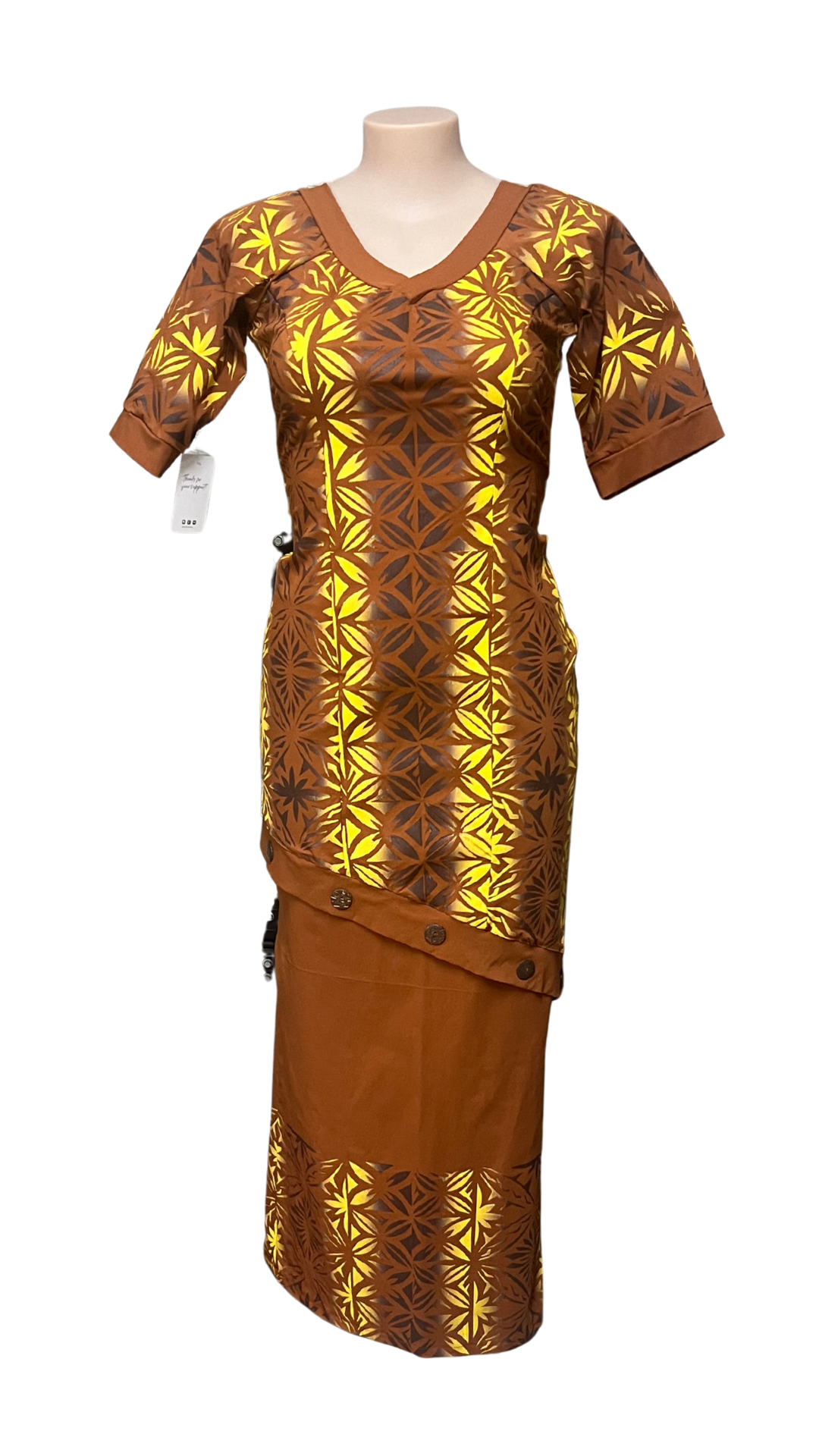 Brown Island Couples Set Puletasi Size 16 & Shirt XL