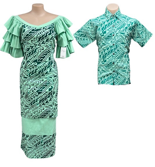 Couple Set Puletasi Size 20 & Shirt 2XL