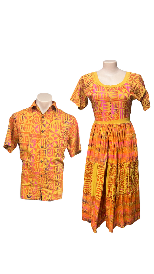 Yellow Island Couples Set Dress Size 20 & Shirt 2XL