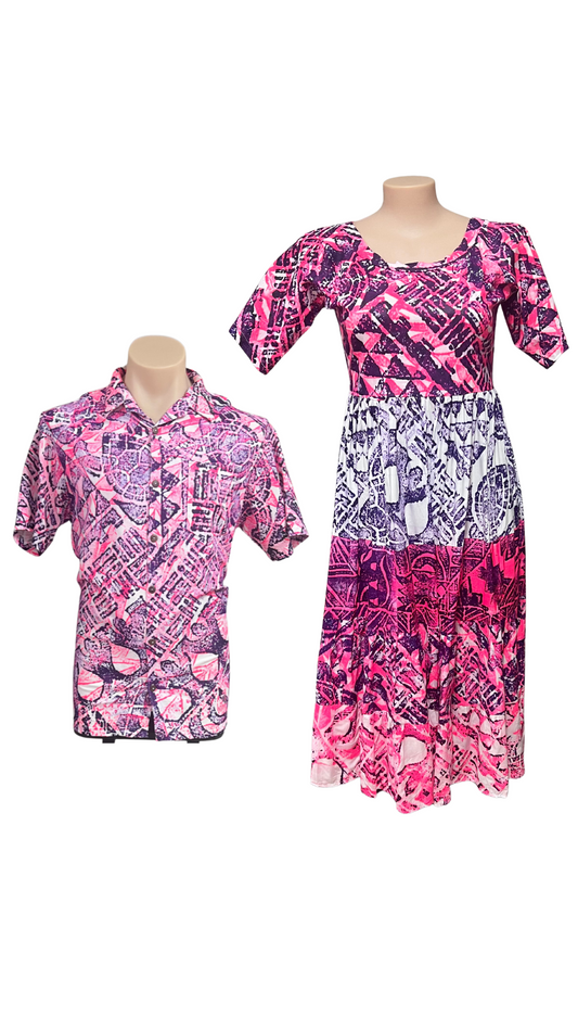 Pink Couple Set Dress Size 18 & Shirt 2XL