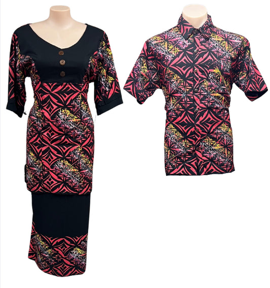 Couple Set Puletasi Size 22 & Shirt 2XL